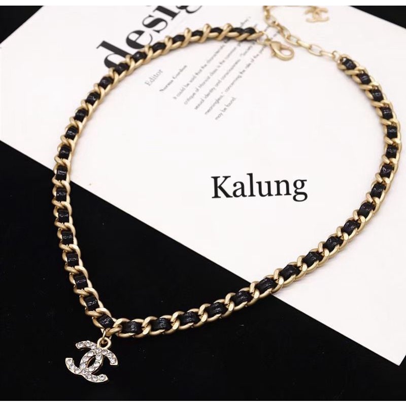 Kalung  Premium Mutiara Mix Lapis Silver925 perak platgold mix kulit anti alergi tidak karatan Necklace premium 017