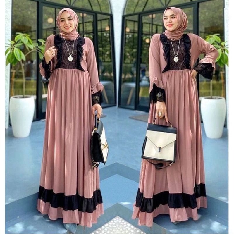 DRESS MUSLIM, baju wanita, baju gamis, dress, gamis, Baju gamis, fashion wanita, emika lace