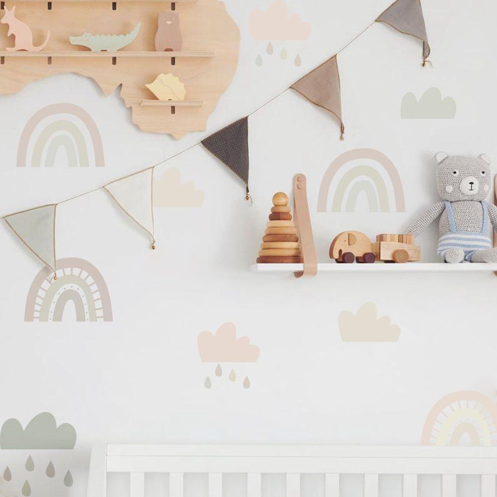 Agustina Rainbow Stiker Dinding Removable Self Adhesive Peel and Stick Untuk Kamar Anak Nursery Decor Rumah Wall Decals