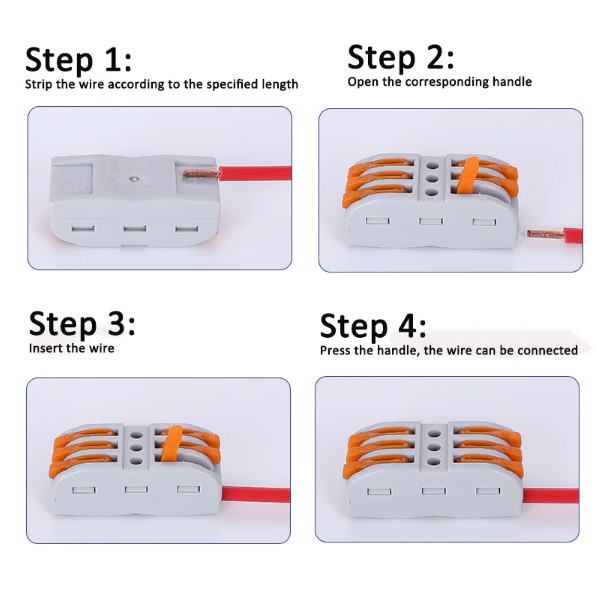 Terminal Paralel 3 ke 3 Wire Line Sambungan  Konektor Connector Jalur Kabel Cage Clamp