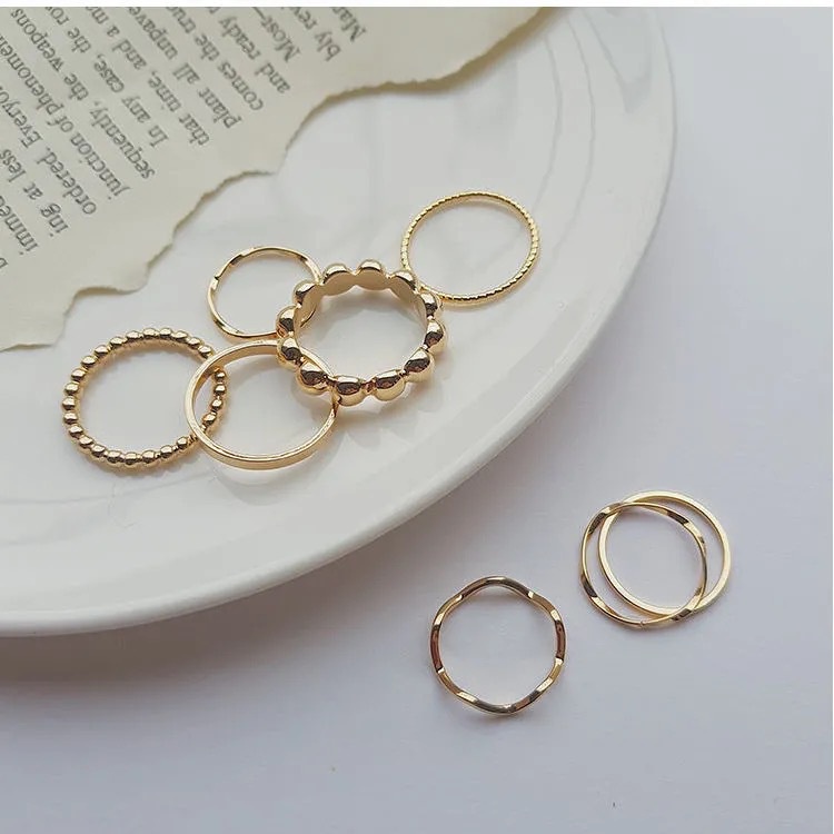 8pcs Korean Style Metal Rings Set for Women Student Ring