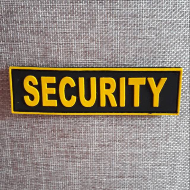 PATCH RUBBER TEMPELAN VELCRO LOGO SECURITY KUNING PANJANG