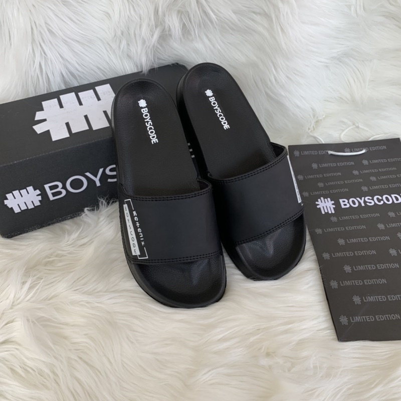 Sandal Slop Pria Wanita BOYSCODE JAPAN SERIES TYPE 4 HITAM / Sendal Flip Flop Vans Murah Berkualitas