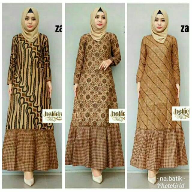 Gamis Batik Pekalongan Zara Genes Kombinasi 2 Motif Ukuran S Jumbo Shopee Indonesia