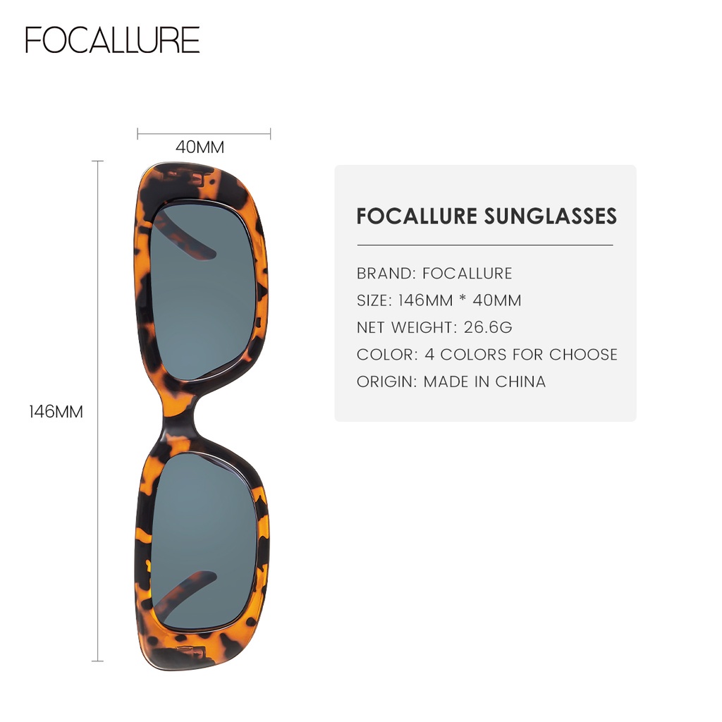 FOCALLURE Men/Women Plastic Sunglasses Fashion Square Spek Mata Cermin Eyeglasses Brand Design Polycarbonate Sun Glasses T07