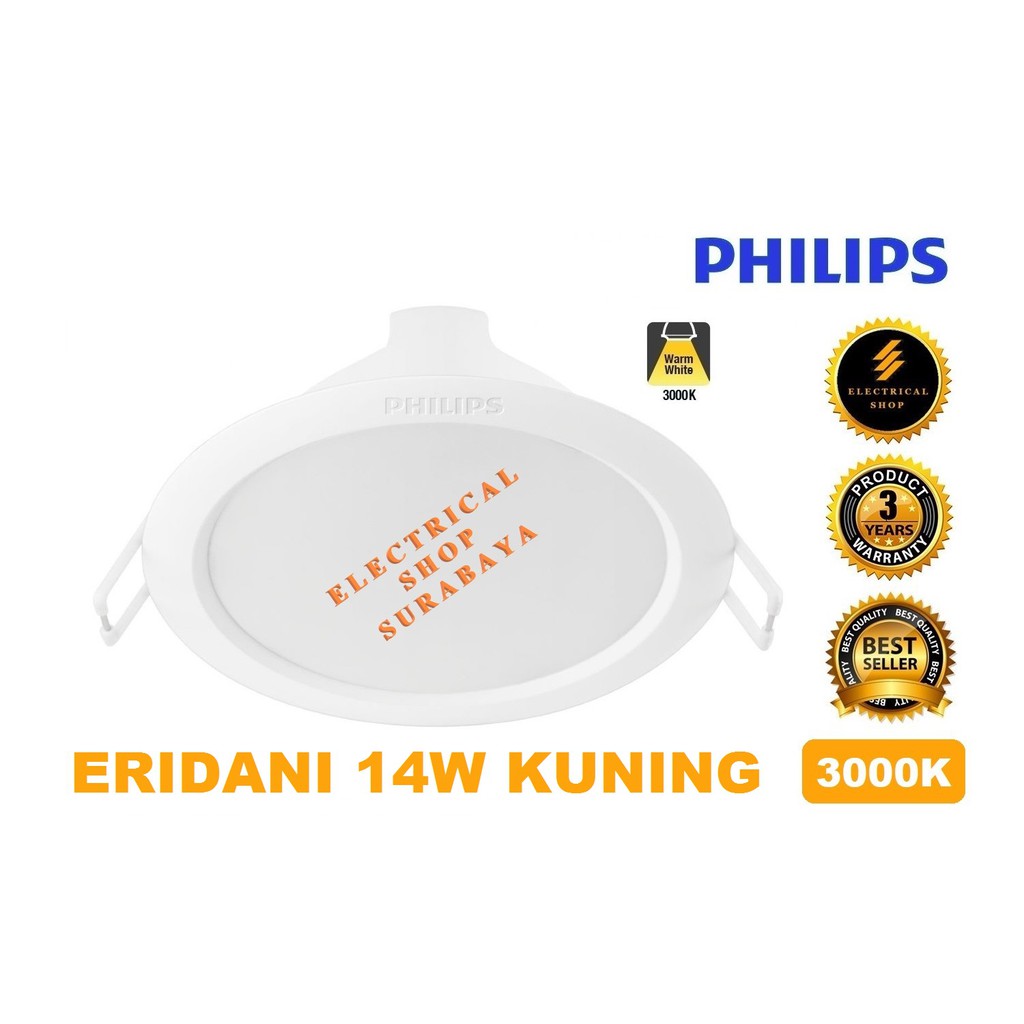 PHILIPS DOWNLIGHT LED ERIDANI 14W 14 WATT 200 3000K KUNING 59265 (GARANSI 3 TAHUN - HARGA GROSIR)