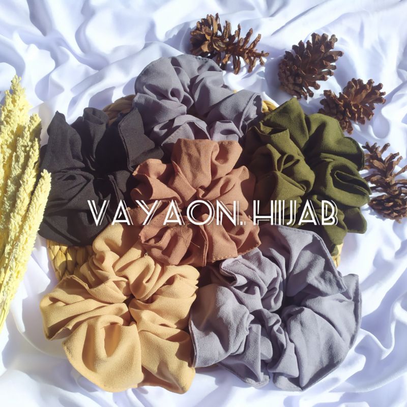 (GRAB) Scrunchie ikat rambut kuncir cepol hijab termurah best seller terbaru jumbo vayaon hijab