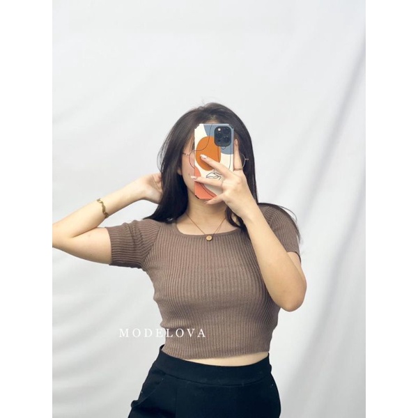 MDLV ~ Top Aita Rajut Atasan Crop Top Rajut Crop Top Basic Fashion Wanita