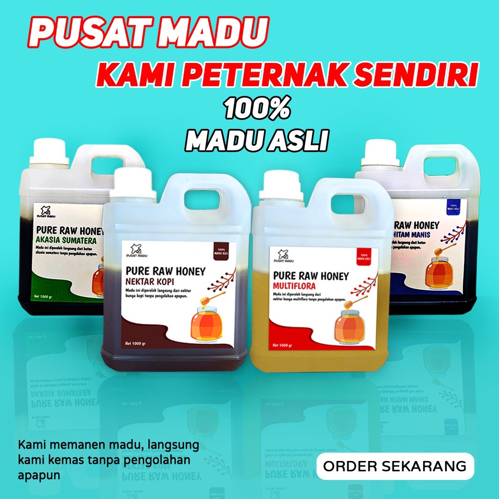 MADU ASLI 100% MADU MENTAH ASLI 1KG - NEKTAR KOPI - AKASIA - MULTIFLORA - MADU HUTAN HITAM - PURE RAW HONEY