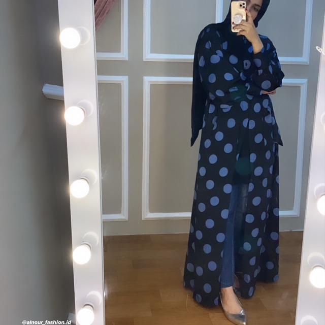 Blue Polkadot Semi Outer Satin Silk