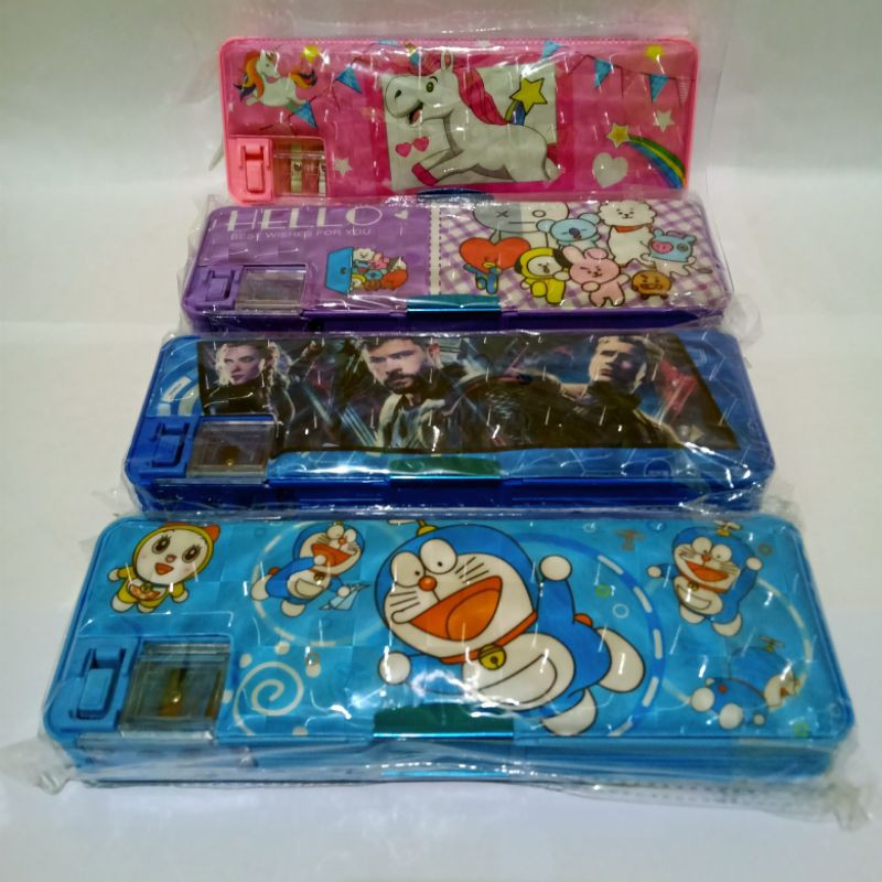 

Kotak pensil magnet / tempat pensil magnet dua sisi karakter animasi lucu