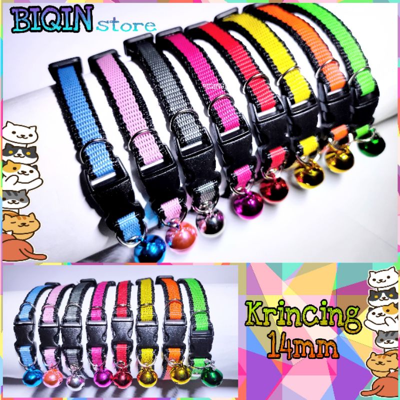 kalung kucing Krincing 14mm list hitam