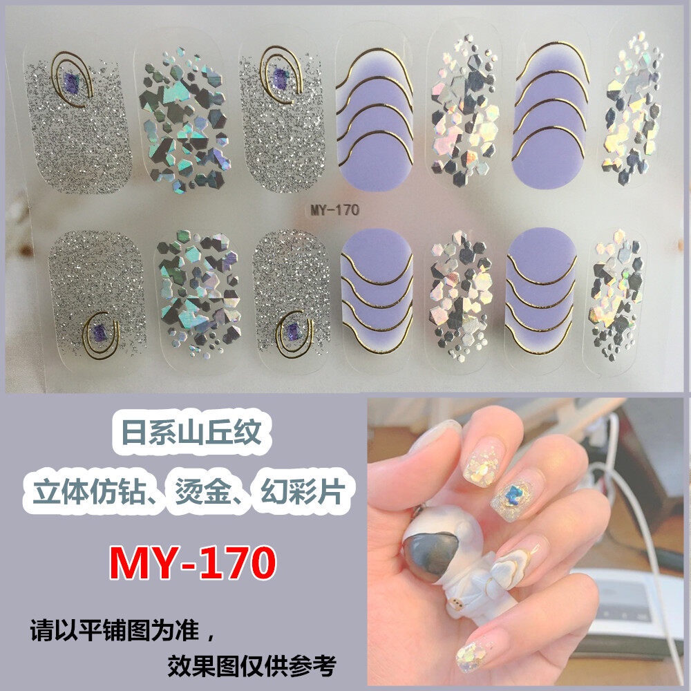 MY 14Pcs/Set Stiker Kuku 3d Desain Bermotif High End Berlian Mutiara Permata Warna-Warni Untuk Tempel Tahan Air Tahan Lama Menicure Stickers Korea Self Adhesive Fashion Sticker kuku Full Aksesoris Dapat Kupas Mudah Digunakan Dan Dilepas Anti Air Nail Art