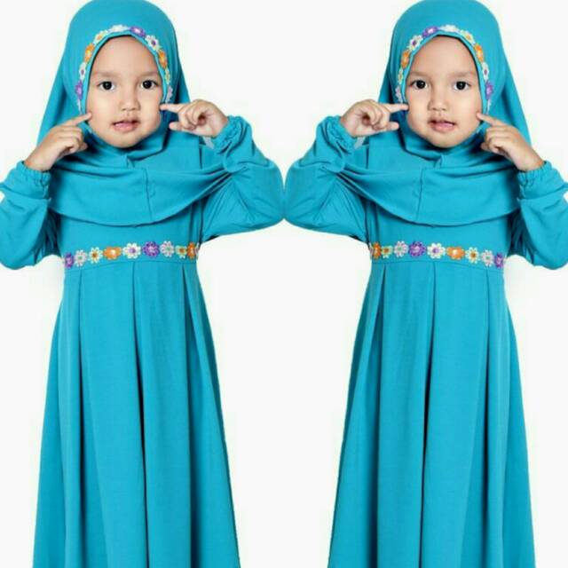Snowshop Gamis Anak Alina Bahan Jersey - Biru Ungu dan Salem