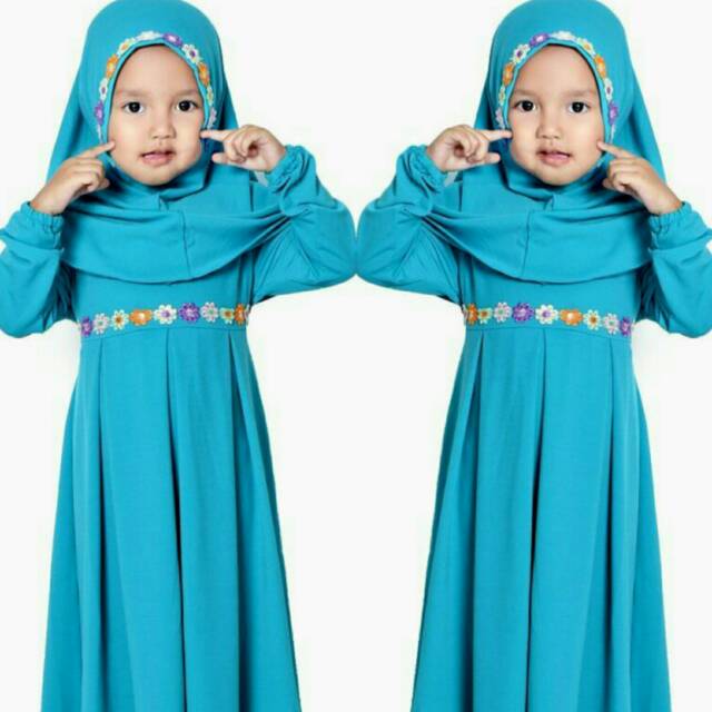 Snowshop Gamis Anak Alina Bahan Jersey - Biru Ungu dan Salem