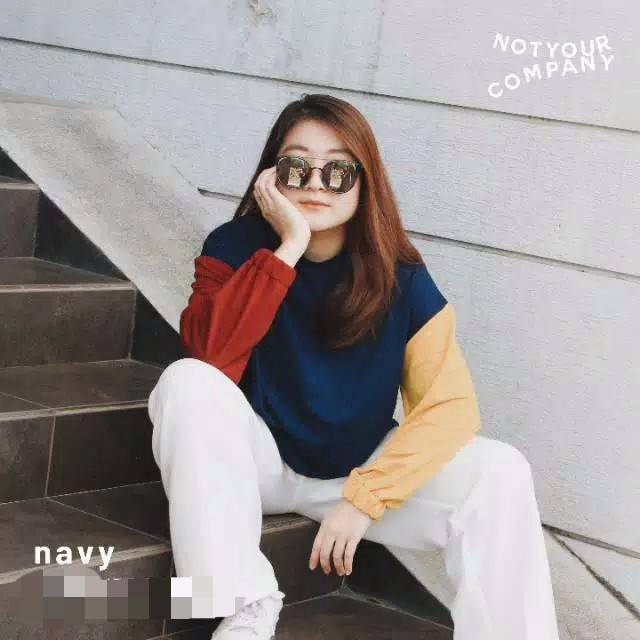 BEFAST - ZEC Switer Kombi AISYA / Sw Sunflower / Sweater Kekinian Wanita / Sweater Perpaduan Warna Yang Berbeda / Sweater Lucu