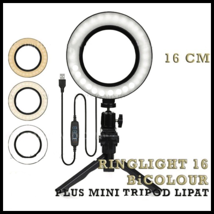 Trend-Ring Light Besar Exlusive For Selfie Vlogger Plus Tripod Lipat 16 MIXIO