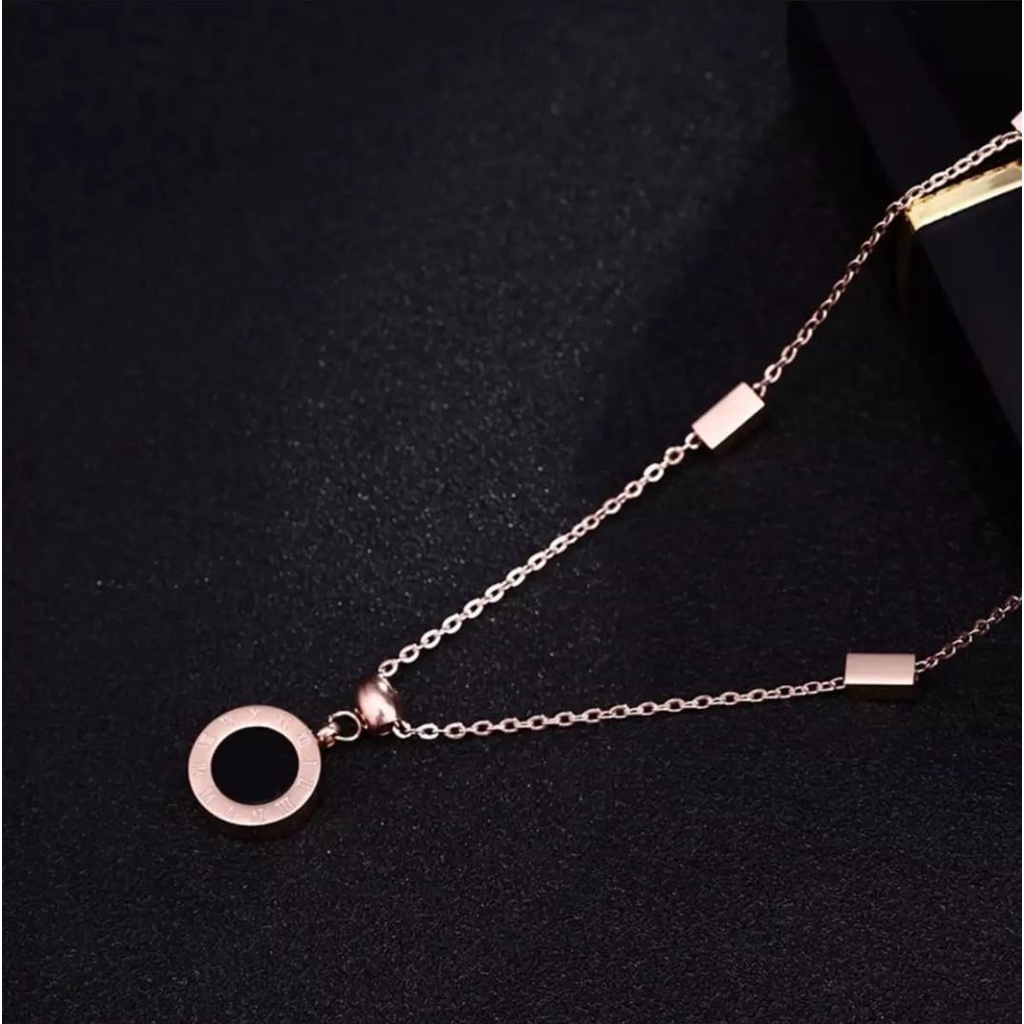 Kalung Titanium Rantai Rose Gold Liontin Bulgari Rose Gold / Accesories Fashion Titanium Asli Anti Luntur / Kalung Lapis Emas 18K / Terbaru