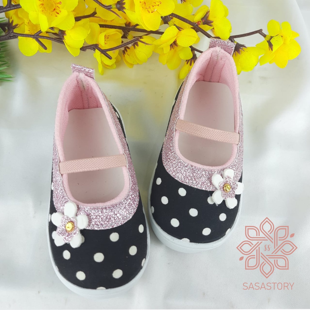 Sasastory Sepatu Anak Slip On Sepatu Anak Perempuan 1 2 3 Tahun Sepatu Polkadot Anak Sepatu Pesta Anak Perempuan Sepatu Karet Anak Sepatu Slip On Anak Cewek FA17