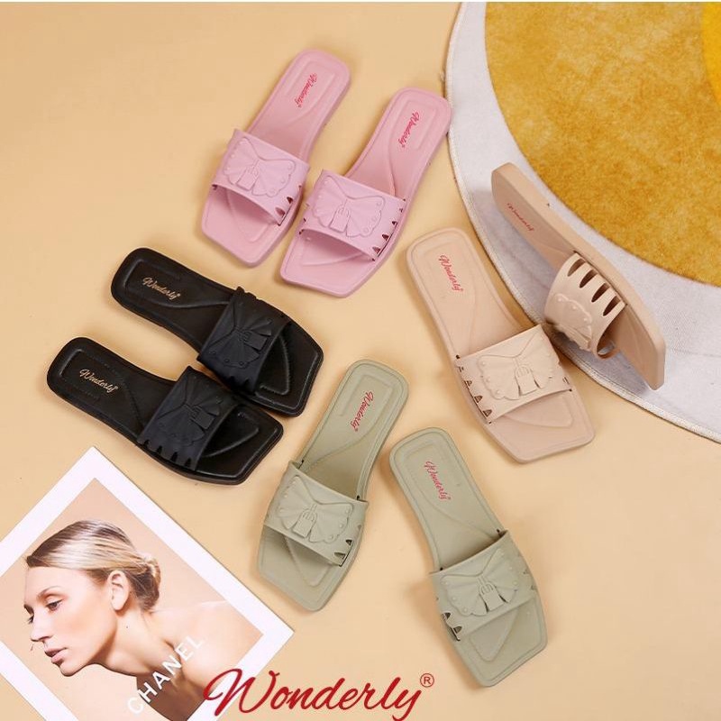 D-3012-1 [WONDERLY] Sendal Jelly Sandal Wanita Rumahan Sandal Selop Sandal Kekinian Wanita Sandal Jalan Wanita Sandal Slides Wanita Sandal Pergi Wanita