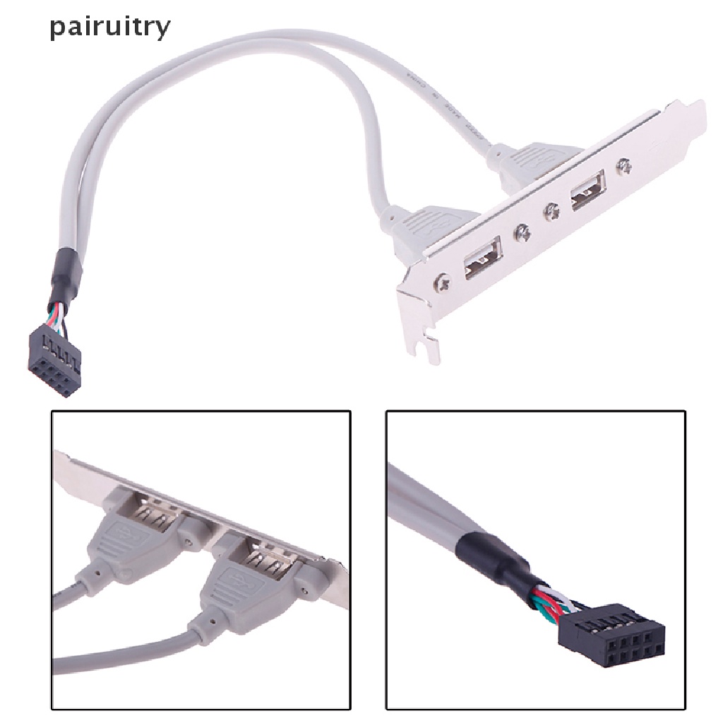 Prt 1Pc Bracket Expansion Panel Belakang 2 Port USB 2.0 Untuk Motherboard Komputer PRT