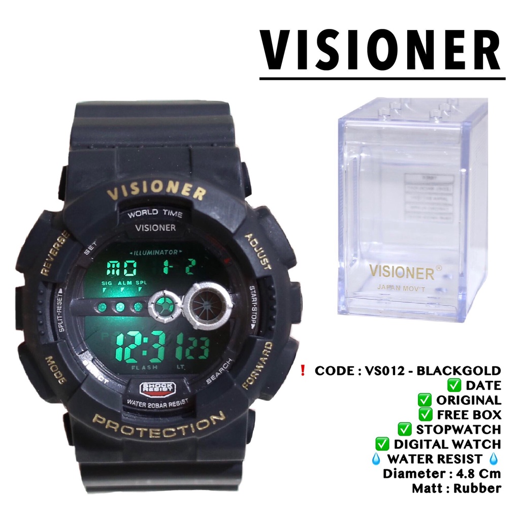 Jam tangan VISIONER ORIGINAL DIGITAL ukuran unisex pria dan wanita VS012