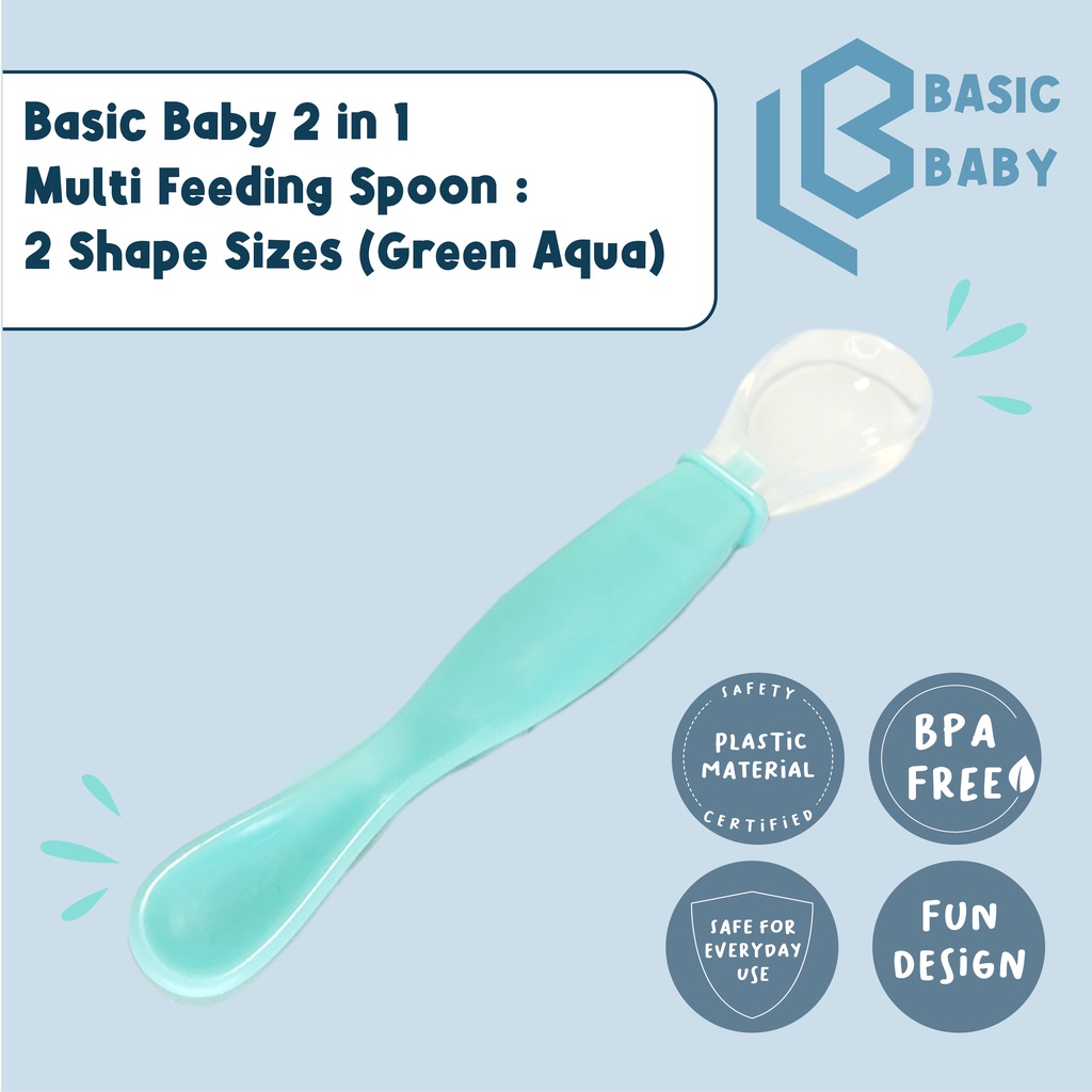 BASIC BABY 2IN1 MULTI FEEDING SPOON 2 SHAPE SIZES