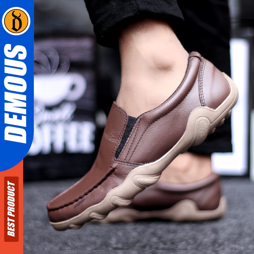 DEMOUS Wildex - Sepatu Slip On Pria Casual Kulit Asli