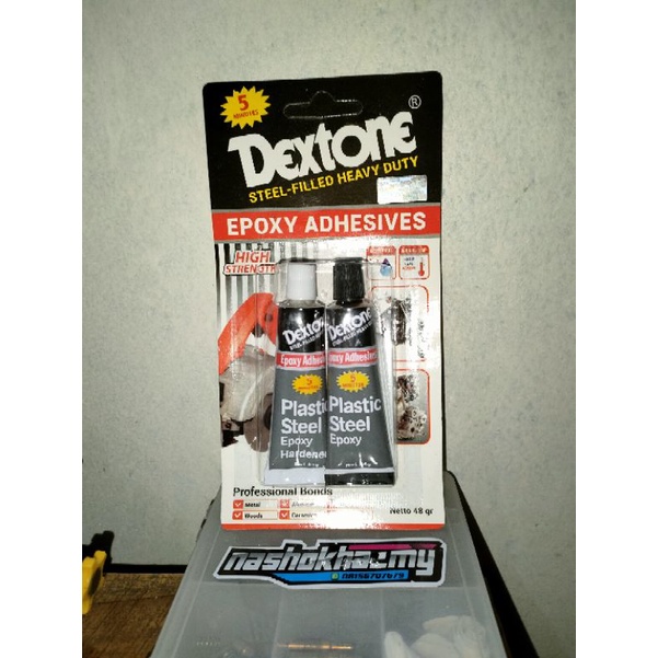 lem dextone hitam putih lem besi