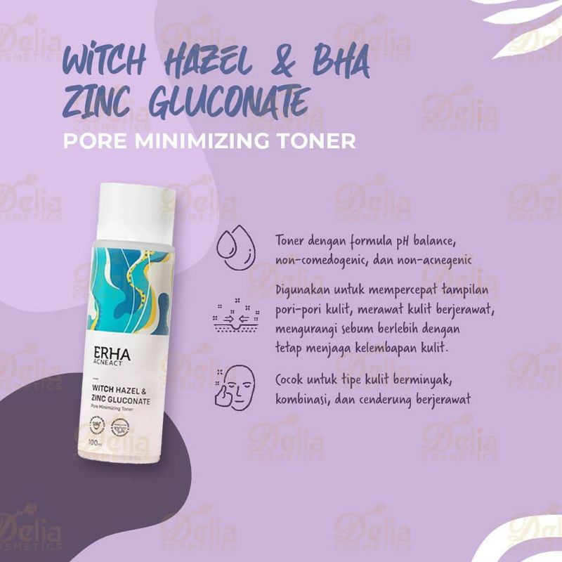 ERHA acneact witch hazel series - facial wash 100 g - acne calming gel 100 g - pore minimizing toner 100ml - acne blemish toner 100ml