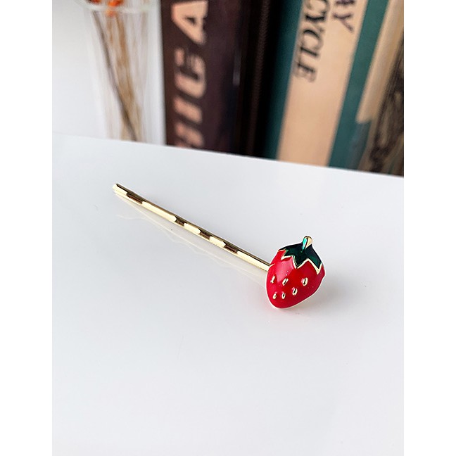 LRC Jepit Rambut Fashion Strawberry Alloy Fruit Hairpin F56116