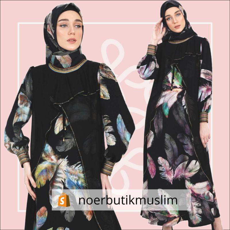 Hikmat Fashion Original A4155-04 Abaya Hikmat Terbaru 2024 noerbutikmuslim