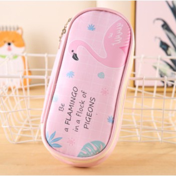 Tempat Pensil Jumbo FLAMINGO / Tempat Alat Tulis Besar Flamingo / Tepak Pensil Motif Flamingo Unik-Jumbo Flam Pink MUDA
