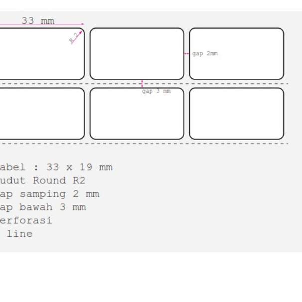 

Terlaris Label Bare 33 x 19 mm - 33x19 mm - 33x19mm - 3 Line - Kertas Sticker Label Semicoated