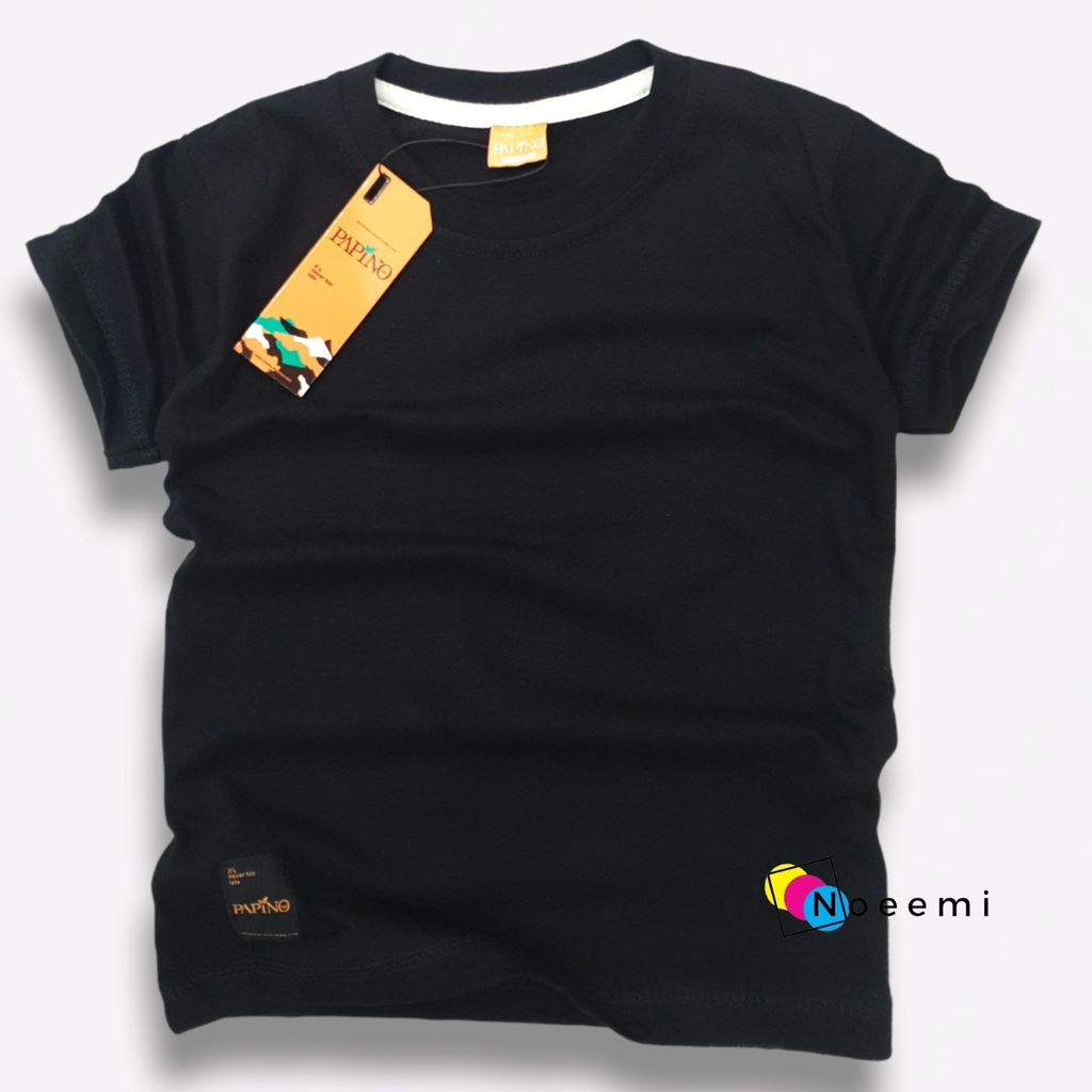 Papino Baju Kaos Anak Laki Laki 1-12 Tahun Pakaian Distro Oblong Polos Hitam