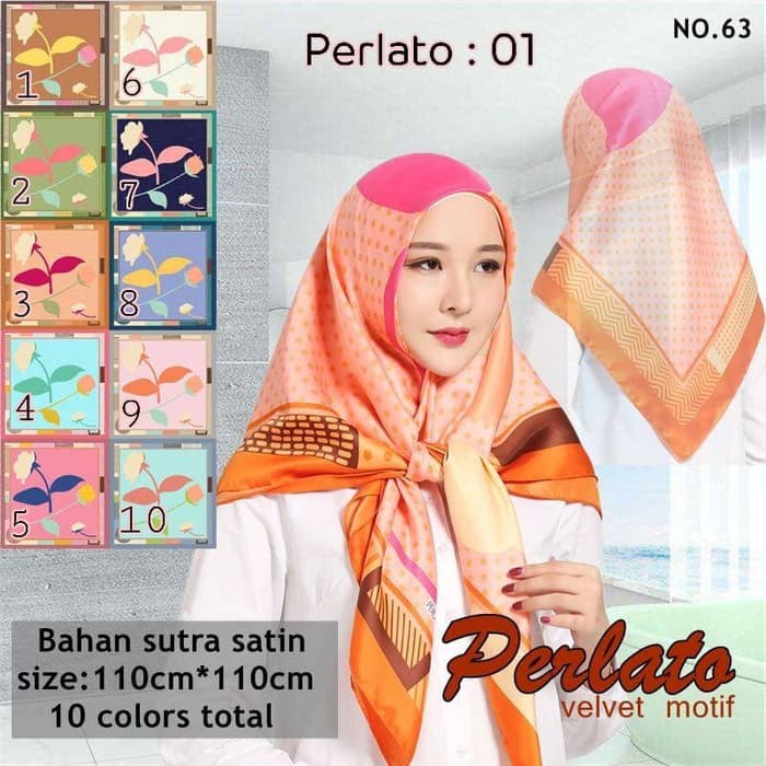 Jilbab Segi Empat Satin Velvet Motif Polkadot Bunga -seri : PERLATO 01