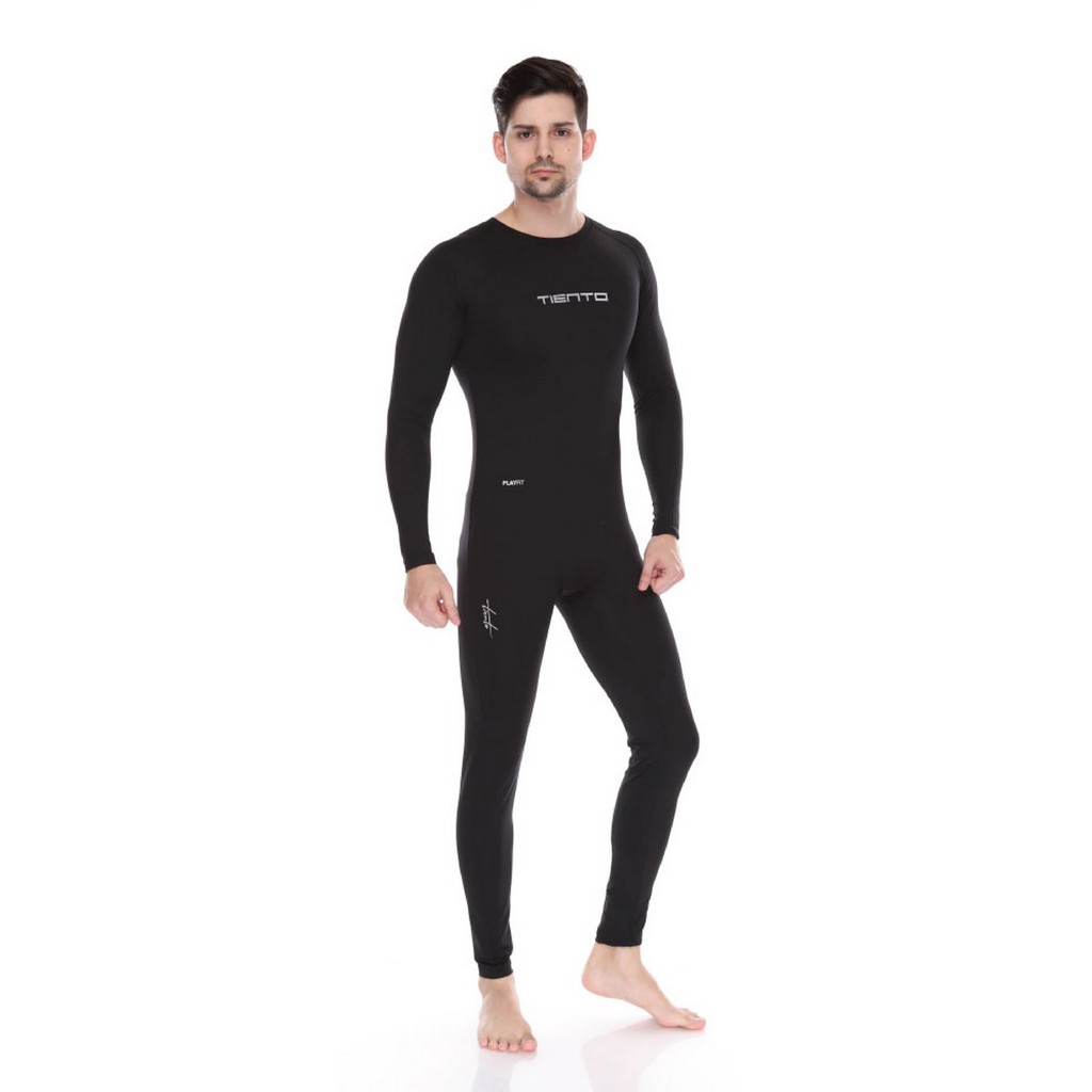 Tiento Men Wetsuit Swimwear Basic Black Baju Celana