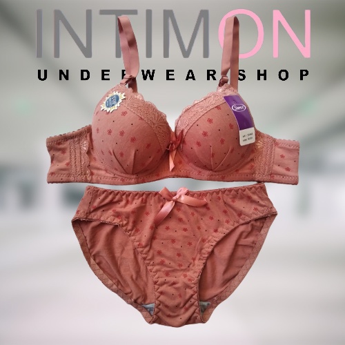 Braset BH Bra Set Motif Bintang Sorex 33468 BH + CD Set Motif Corak Bintang Cup B Kawat Busa Sedang 