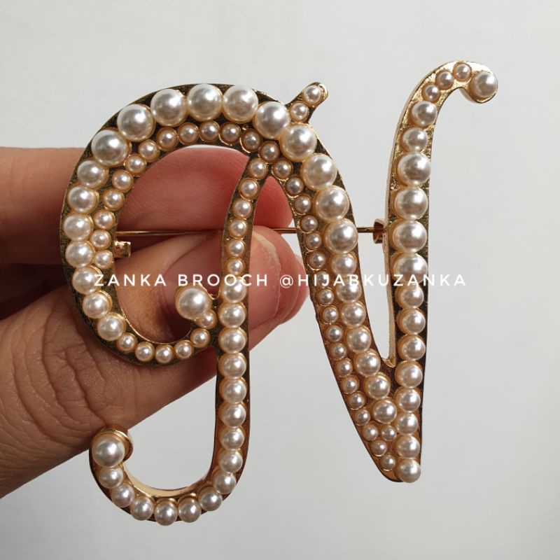 bros abjad mutiara | bros huruf | bros inisial nama | alphabet brooch-N