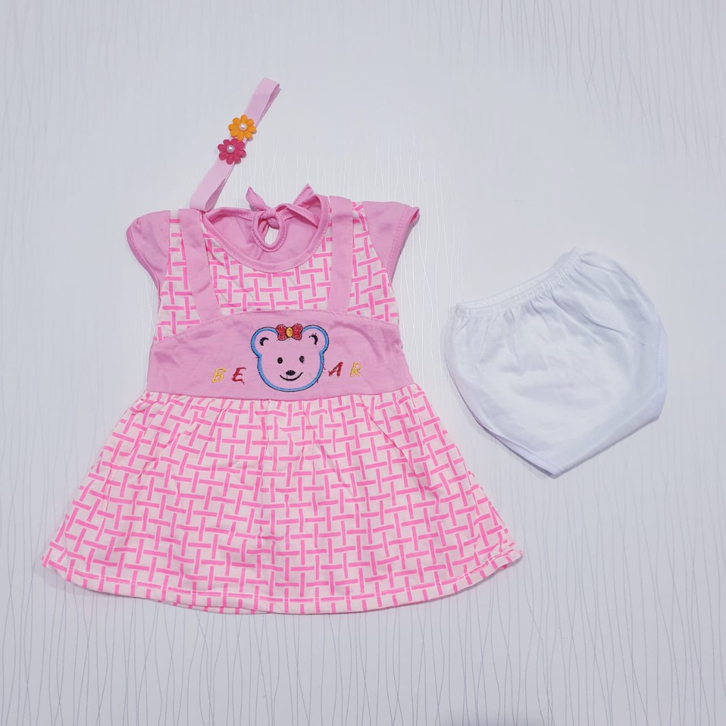 setelan pakaian dress anak lucu FREE BANDO