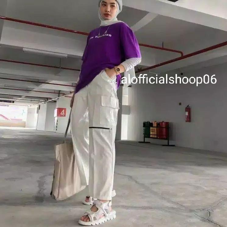 Berkualitas ZIPPER PANTS CARGO WANITA  CELANA PANJANG CHINO  ,.