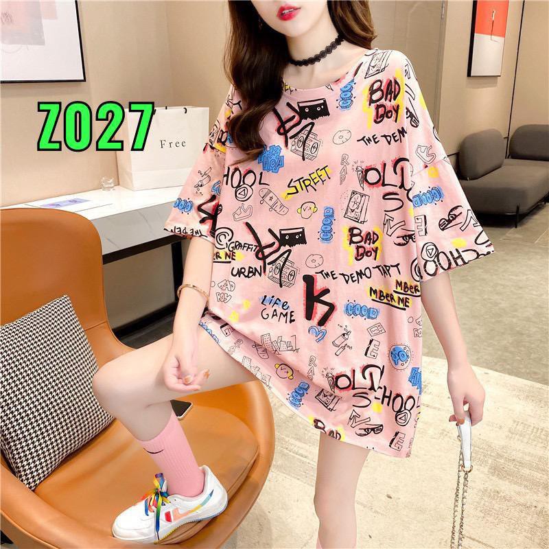 #Z027 - Oversize Tee Tshirt Wanita Model Longgar Motif Tulisan Z027