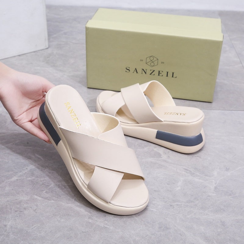 Sandal Wedges Wanita GO18 Sandal Hak Tinggi Tali Model X Import