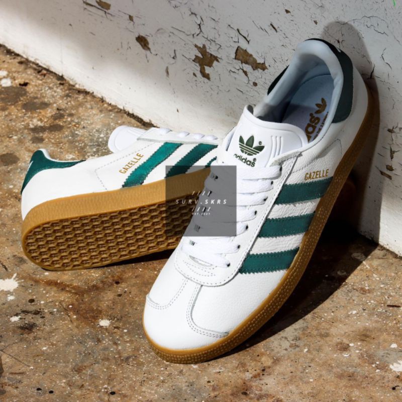 ADIDAS GAZELLE VINTAGE WHITE GREEN GUM•ORIGINAL BNWB•