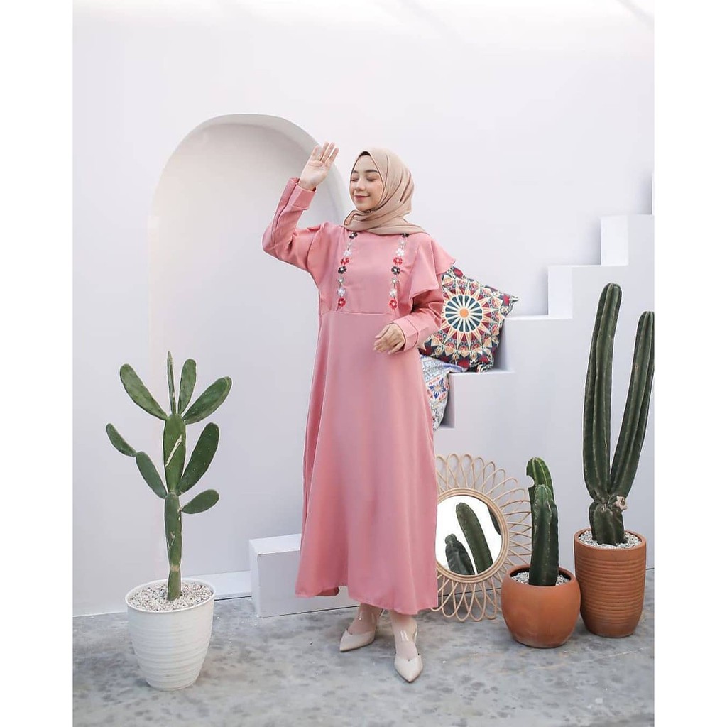 CUCI GUDANG!! VIOLETTA  BORDIR MAXY DRESS PUSATGROSIR_SOLO/ DRESS BORDIR PESTA KONDANGAN FORMAL POLOS
