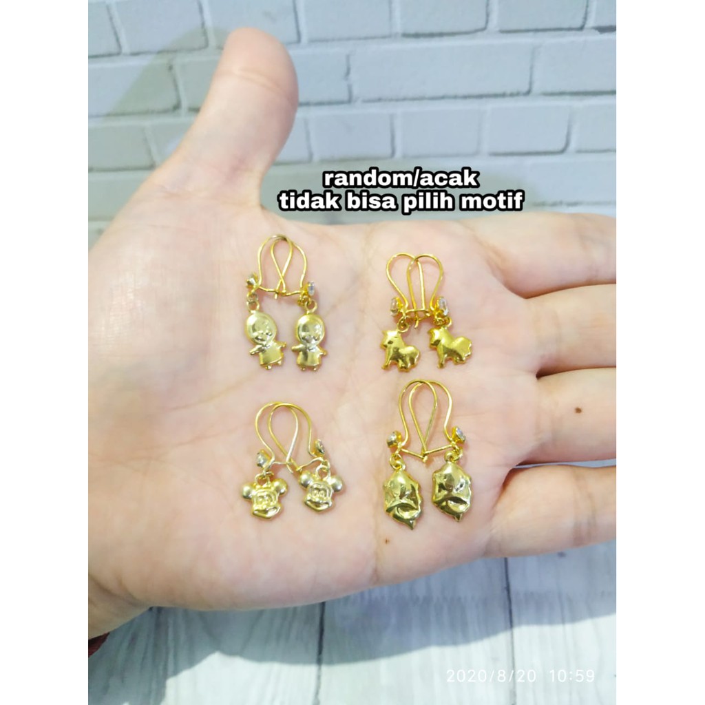 ANTING ANAK GOLD MOTIF PERAK ASLI S925 LAPIS EMAS 24K