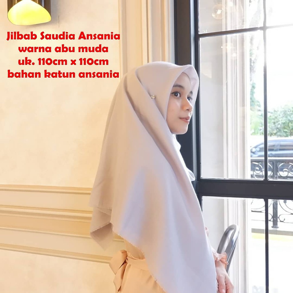 Jilbab Saudia Ansania polos Warna abu muda