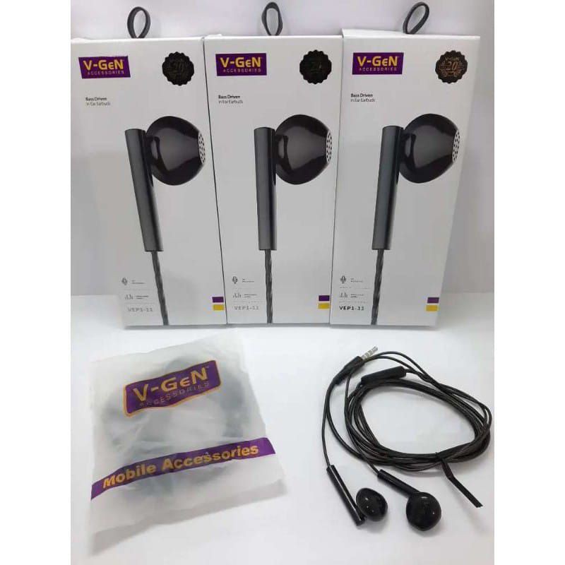 Headset V-GEN VEP1-11 Wired Earphone Original Extra Bass