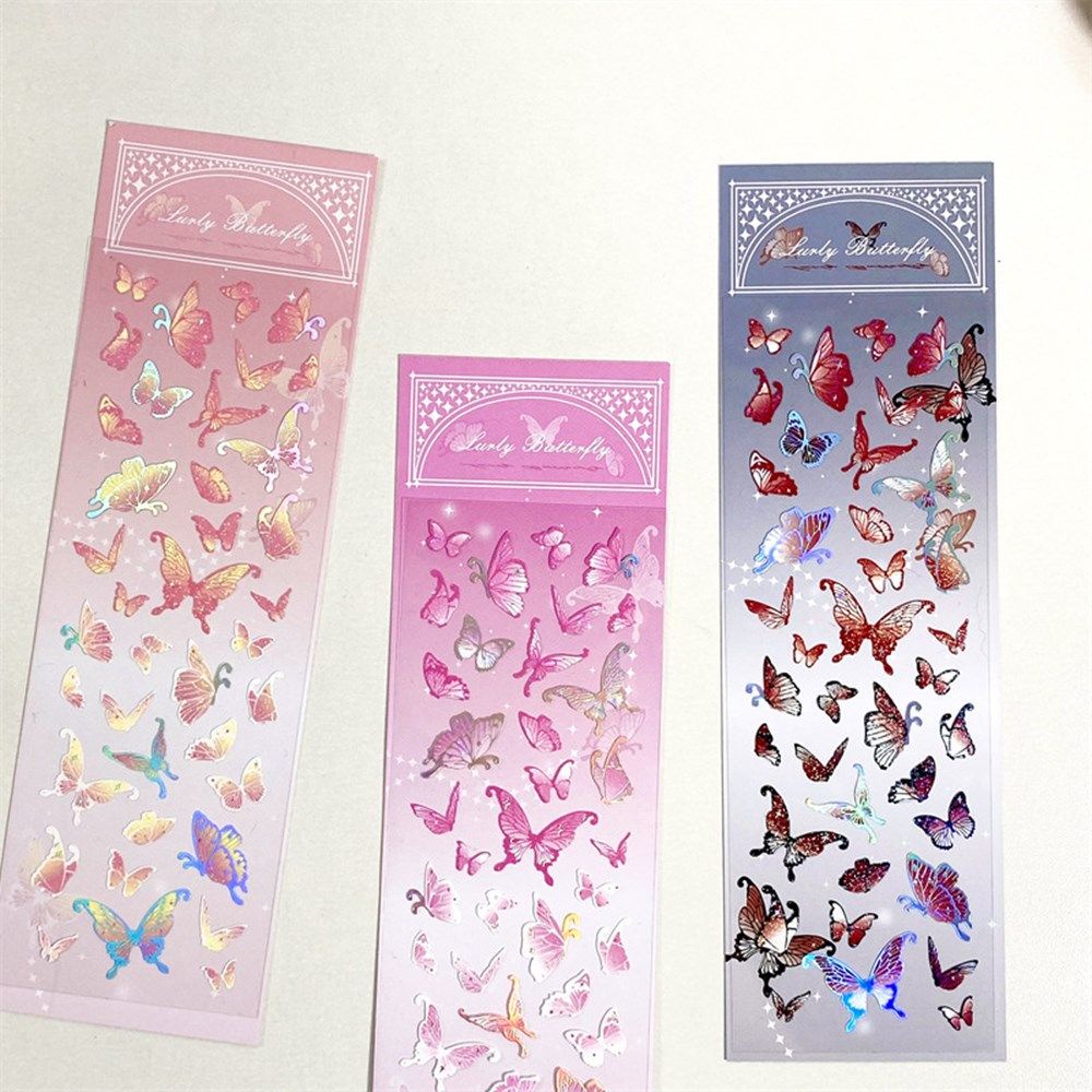 PREVALENT Cute Butterfly Sticker Kawaii Decorative Stickers Laser Christmas Gift Photo Album Happy Planning Stationery Scrapbooking Decor