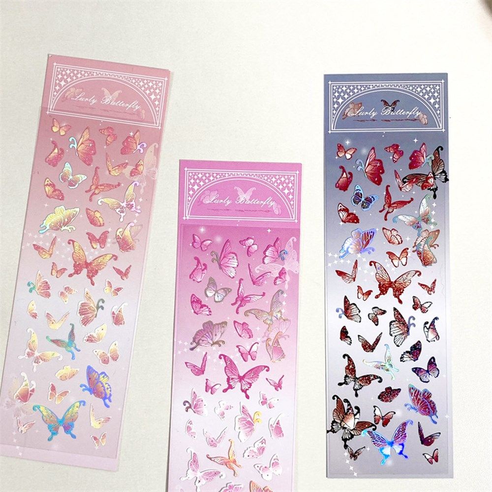 PREVALENT Cute Butterfly Sticker Kawaii Decorative Stickers Laser Christmas Gift Photo Album Happy Planning Stationery Scrapbooking Decor